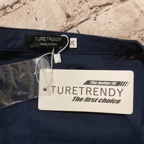 NWT TURETRENDY men’s long sleeve navy long kaftan loose fit size 2XL. - Picture 7 of 13